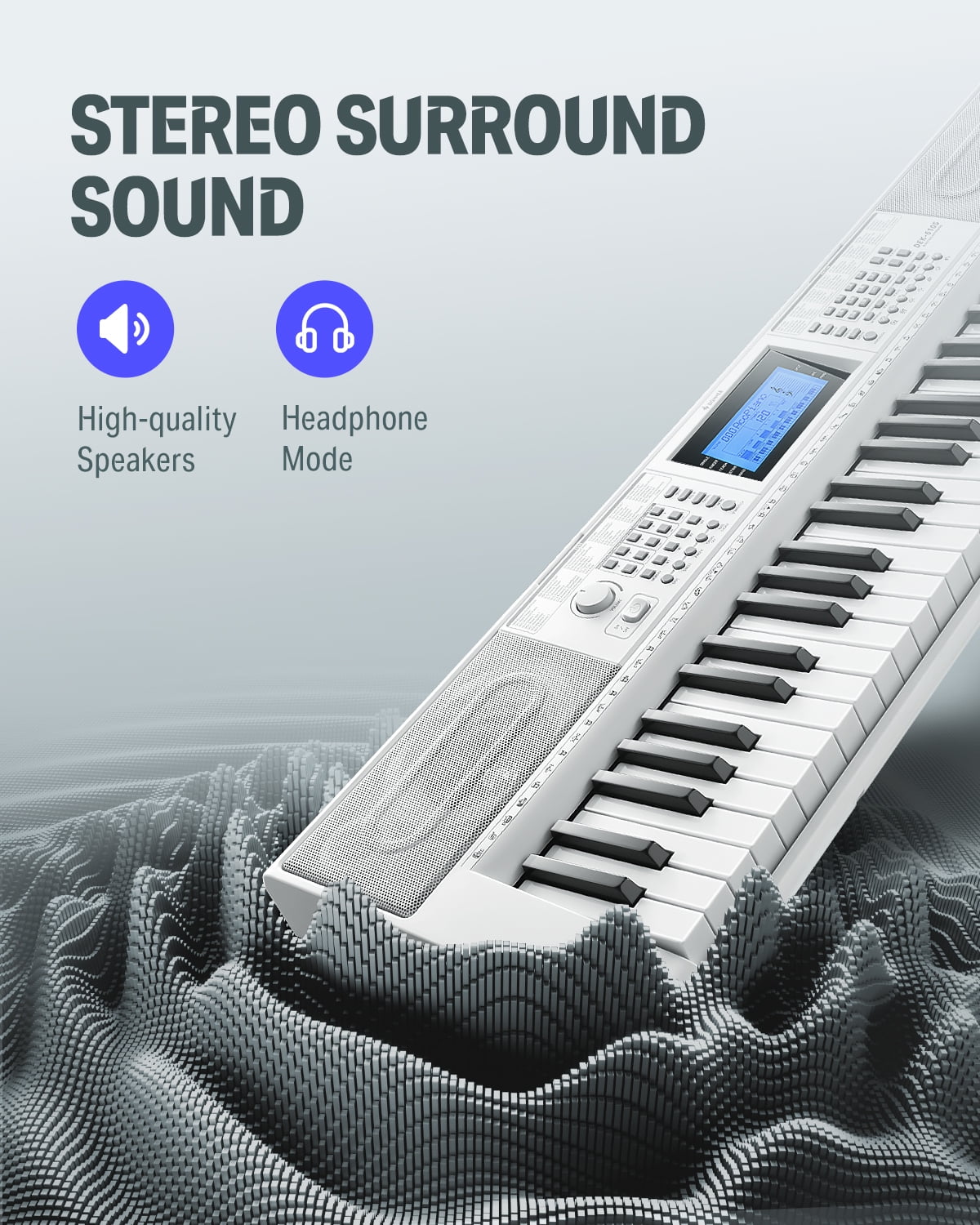 Donner Keyboard Piano 61 Key, Electric Keyboard Kit with 249 Voices - Includes Piano Stand, Stool, Microphone, Gift for Beginners, White (DEK-610S)