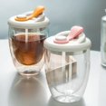 thumbnail image 3 of MOMOJIA Shatters Proof Borosilicate Milk Cup Leak proof Silicone Lid Double Layer Insulation For Office Home Use 250ML 450ML, 3 of 8
