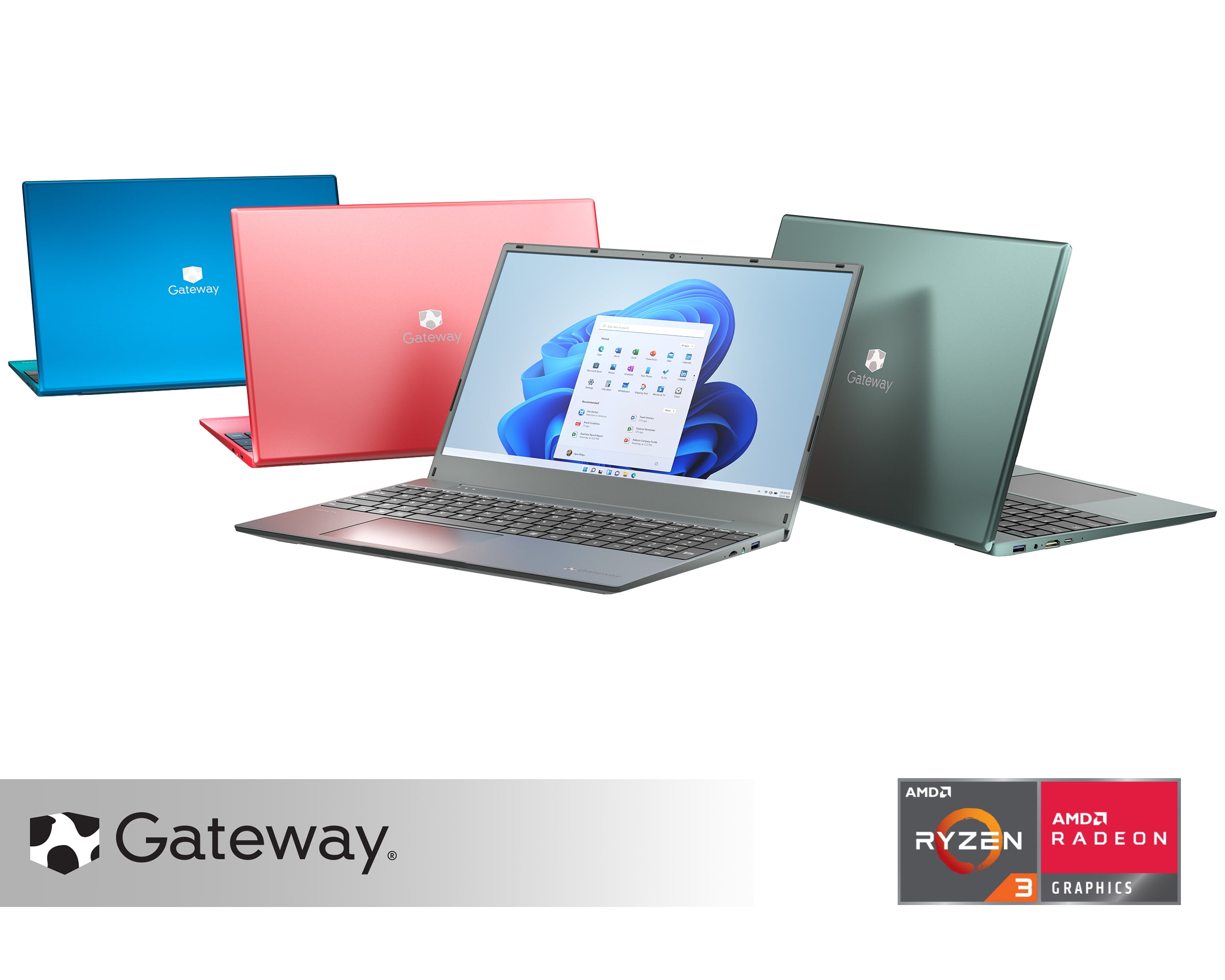 Gateway 15.6" Ultra Slim Notebook, FHD, AMD Ryzen 3 3250U with Radeon Graphics, Dual Core, 4GB Memory, 128GB Storage, Tuned by THX Audio, 1.0MP Webcam, HDMI, Windows 11 S, Charcoal Black