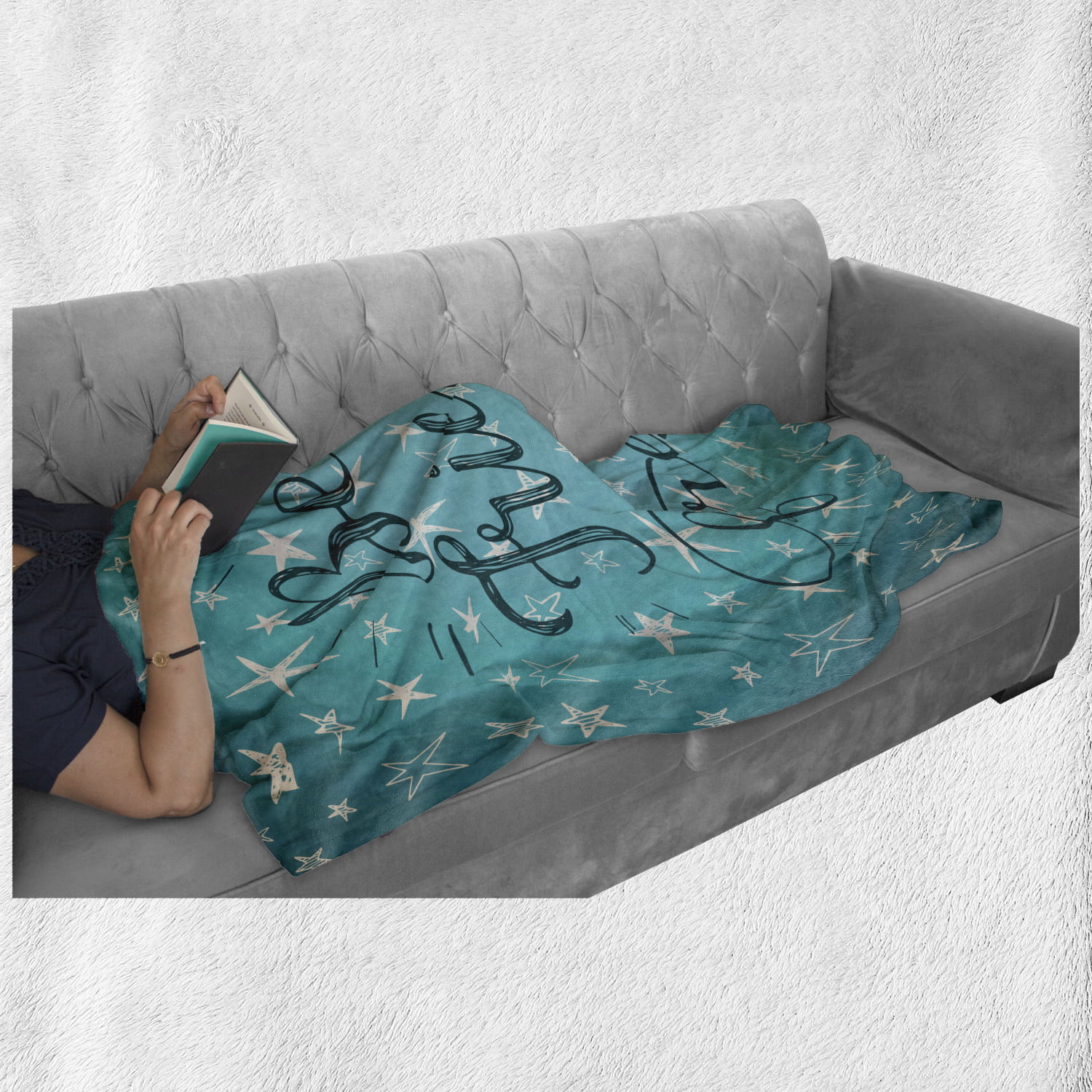 50 x 60 Pale Green Dark Teal Cozy Plush for Indoor and Outdoor Use Ambesonne Saying Soft Flannel Fleece Throw Blanket Best Friends Forever Message on Scribbled and Hatched Stars