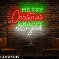 thumbnail image 3 of Glowneon Merry Christmas & Happy New Year Neon Sign, Holiday Wall Art, 3 of 5