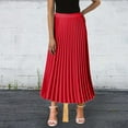 thumbnail image 2 of Womens Summer Dresses High Waist Ruffled Chiffon A Line Midi Skirt Solid Long Lengths Plus Size Dress Red S, 2 of 4