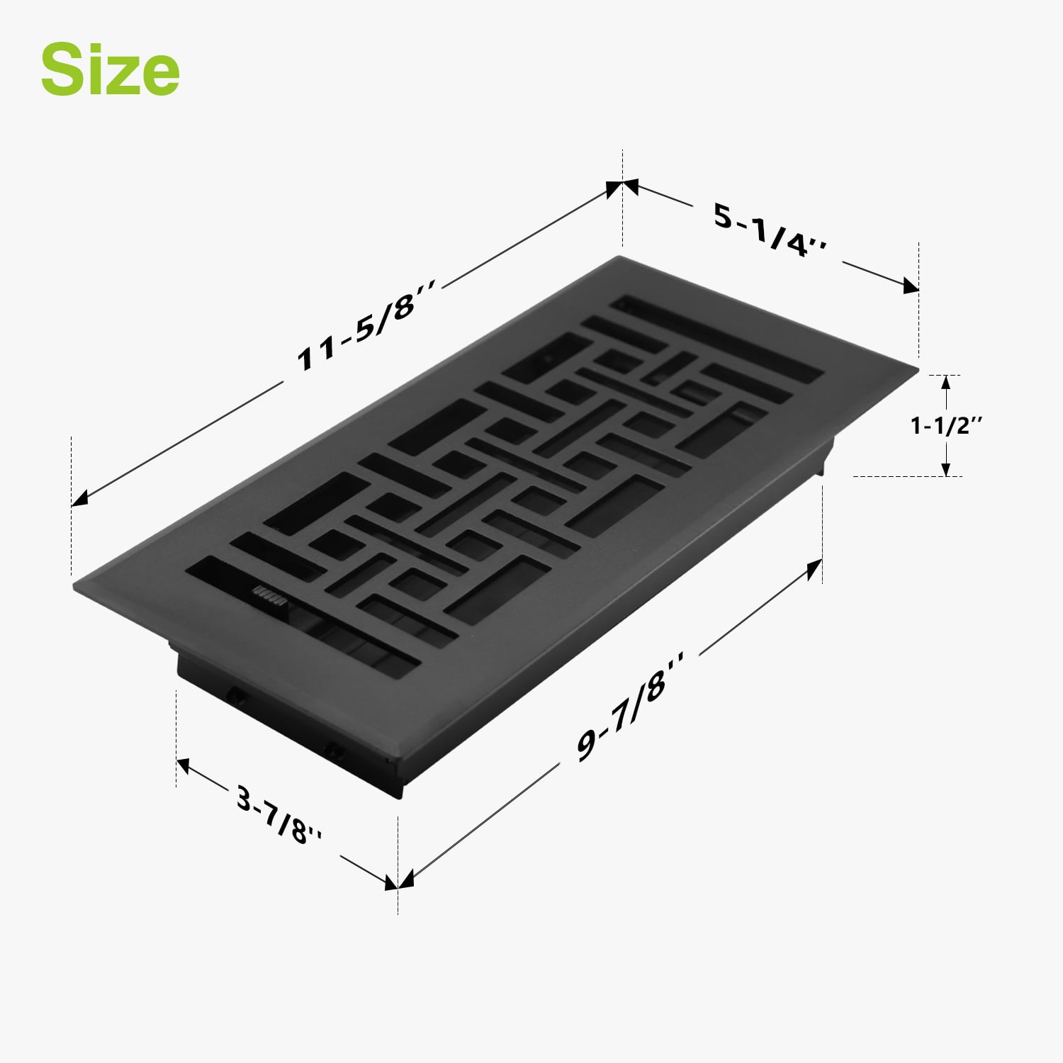 Naiture Louvered Floor Register, Wicker Style Stainless Steel with Damper or Lever, Duct Size 4" X 10" (Overall Size 5-1/4" X 11-5/8"), Black Finish