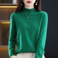 thumbnail image 4 of Suéter de primera línea similar a la piel para mujer, suéter de cuello alto medio de otoño e invierno, jersey de cachemira de punto suelto en la parte inferior, 4 of 6