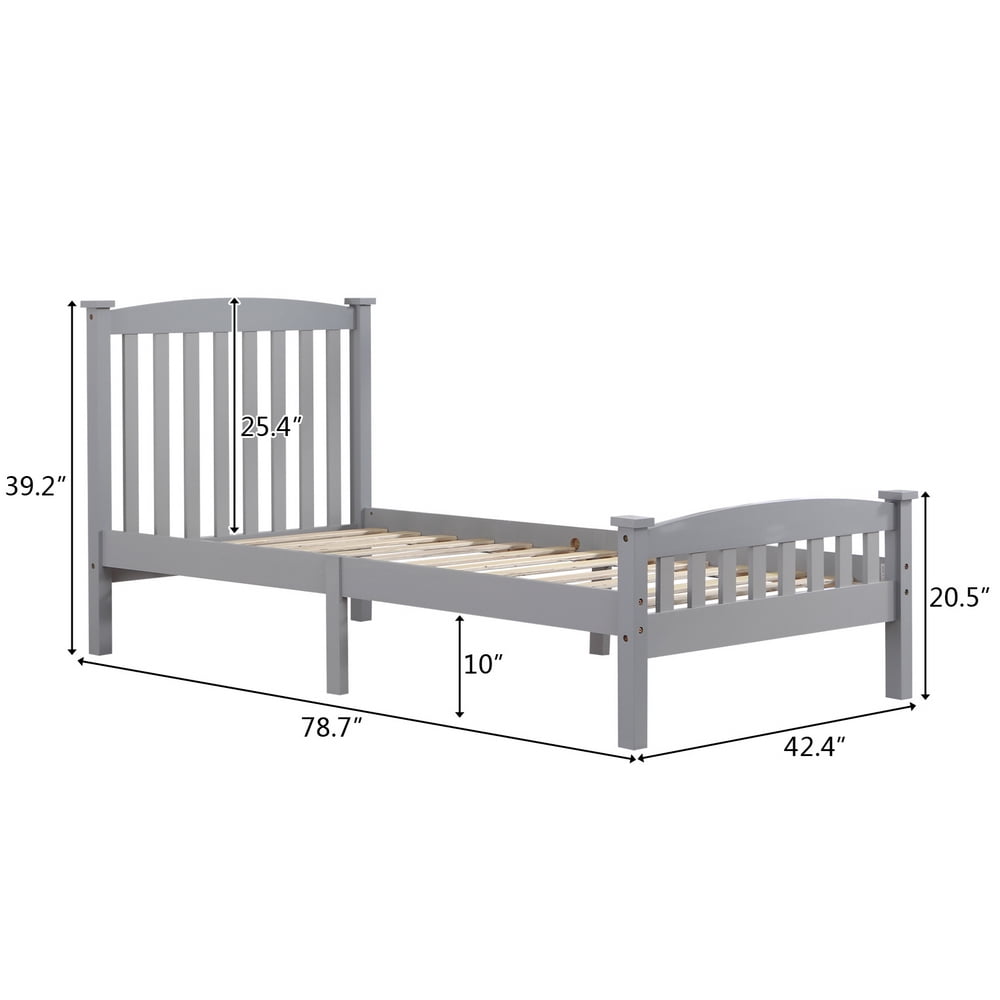 Lowestbest Bed Frame Twin Size with Headboard and Footboard, Gray Lowestbest Bed Frame Twin Size with Headboard and Footboard, Gray