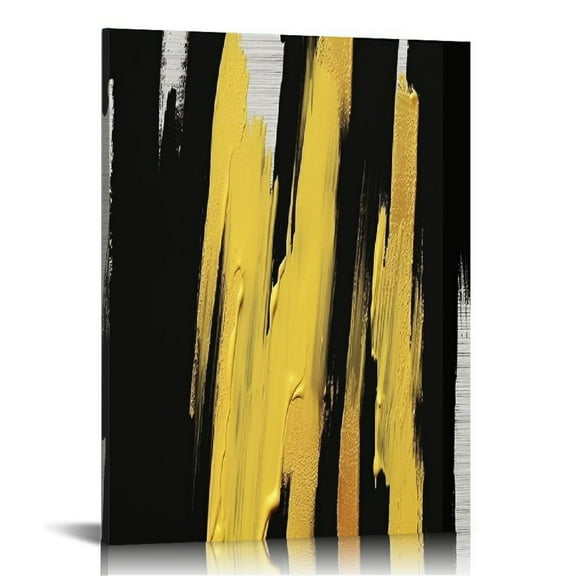 ONETECH - Gold Framed Black and Gold Abstract Wall Art 3D Textured Black and White Canvas Wall Decor with Gold Foil for Living Room Bedroom Office, Large  Modern Home Decor,