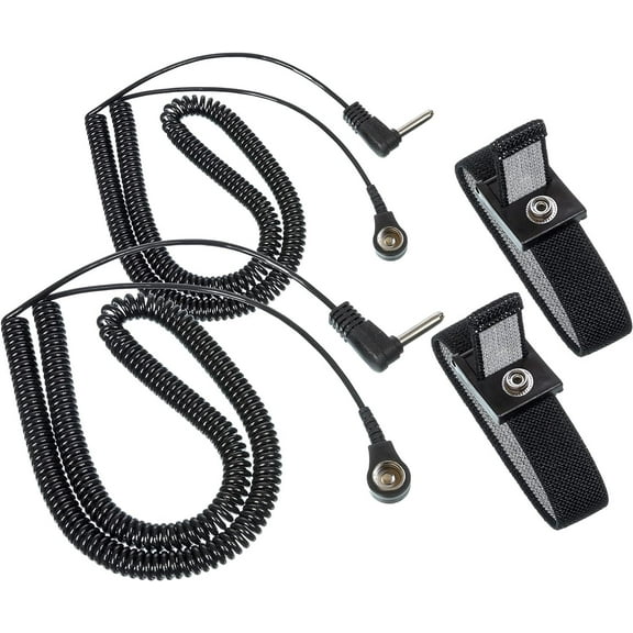 Black Grounding Wrist Strap 2 Pack. Use for Earth Connection & EMF Radiation Protection - Use for Desk, Floor, Bed, Pillow or Yoga