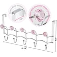 thumbnail image 6 of Galashield Over The Door Hook Rack 5 Pink Acrylic Hooks and Stainless Steel Organizer Rack 10 Hanging Hooks, 6 of 6