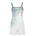 thumbnail image 5 of Tank Top Romper for Women Summer Flowers Print Tie Knot Front Short Jumpsuit with Pocket Wide Leg Loose Casual Outfits, White, M, 5 of 5