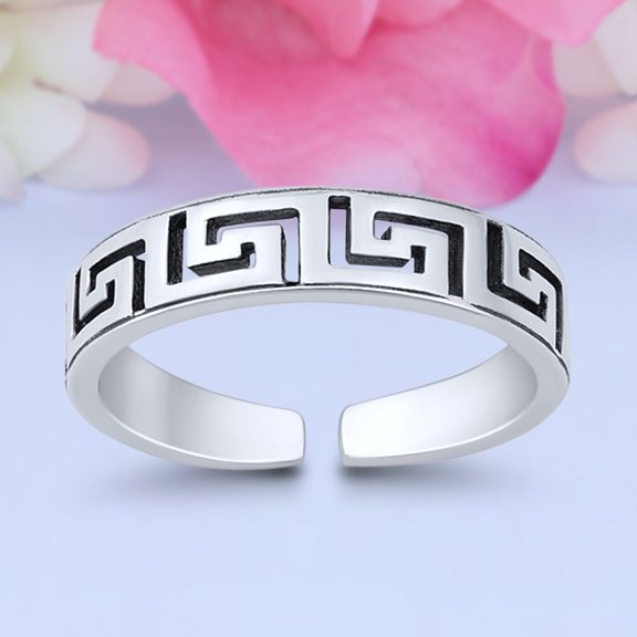 4mm-Aztec Toe Band Ring 925 Sterling Silver Thin Adjustable Stylish Rings for Women