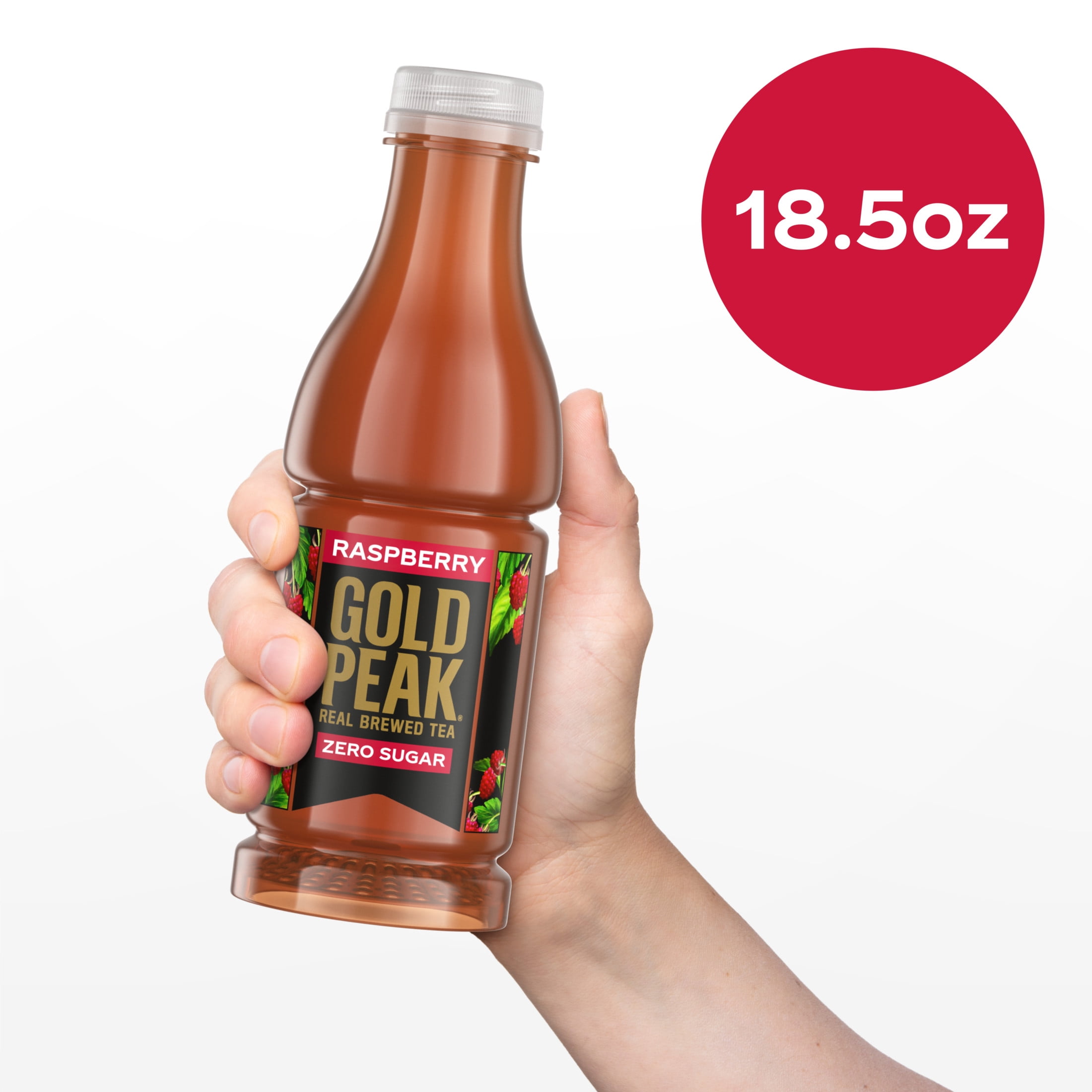 (5 pack) Gold Peak Raspberry Iced Tea, Zero Sugar Sweet Tea Bottle, 18.5 fl oz