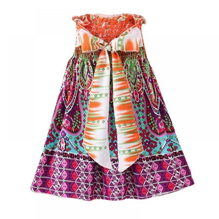 

3-14Y Toddler Baby Girls Colorful Dress Princess Sleeveless Halter Beach Tutu Sundress