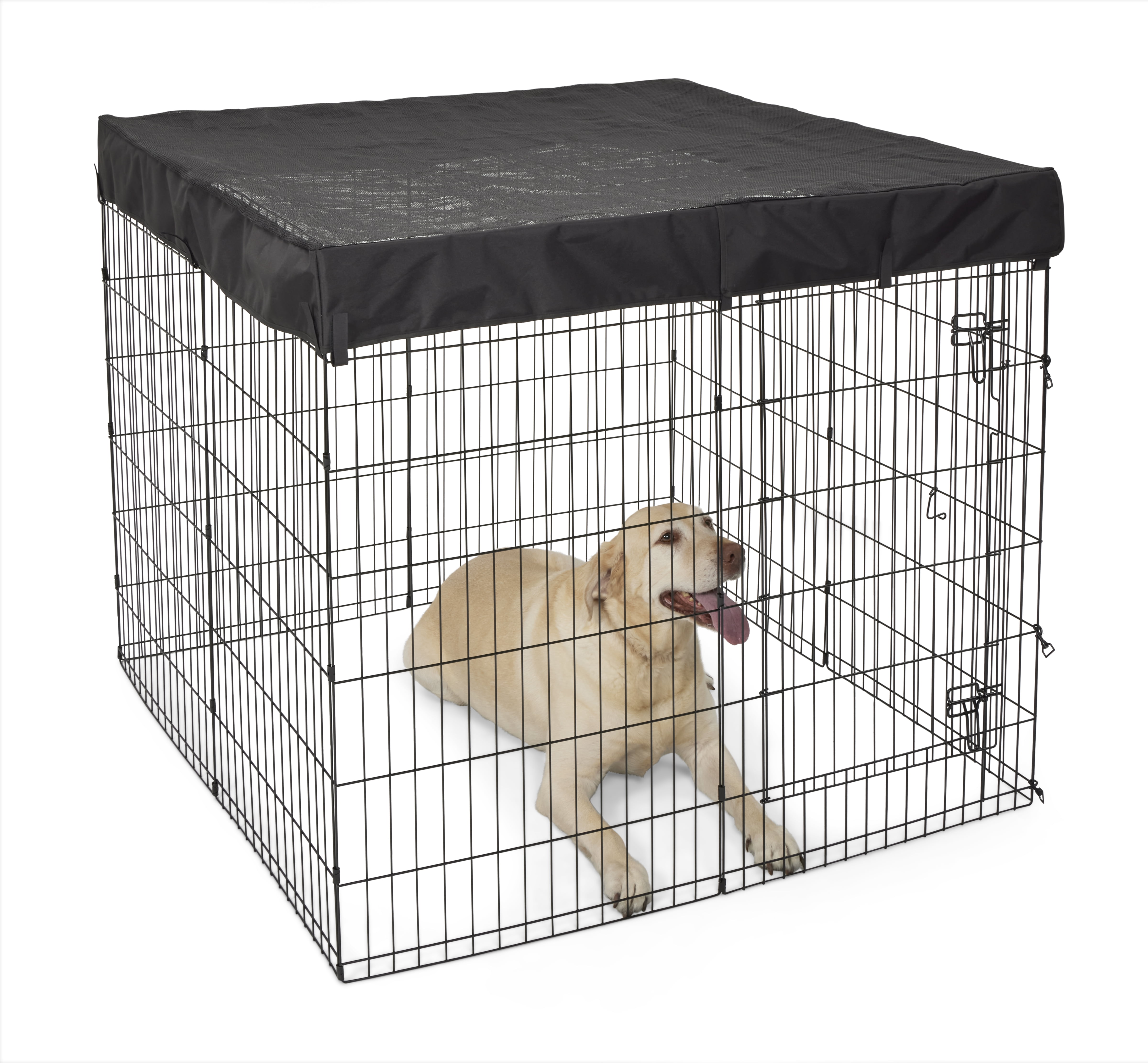 MidWest Homes Foldable Poly-Mesh Square Top with Door Panel Access for Pets, , Fits ALL MidWest Exercise Pens, Black