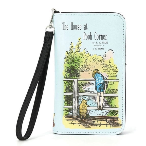 The House at Pooh Corner Book Wallet in Vinyl – Literary Book-Style Wallet with Wristlet Strap – Novelty Women’s Wallet & Card Holder