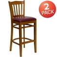 thumbnail image 3 of BizChair Vinyl Seat Vertical Slat Back Bar Stools, Burgundy/Cherry Wood (Set of 2), 3 of 8