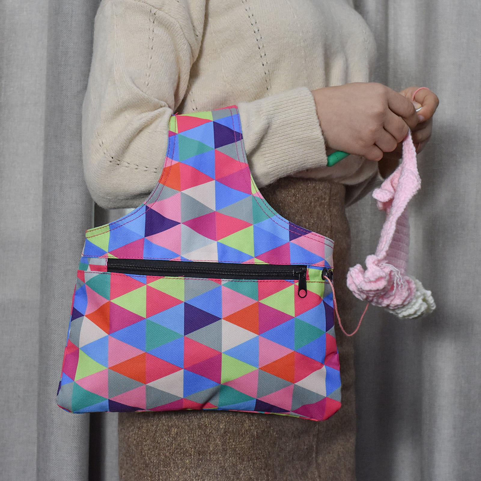 New Storage Bag Organizer Knitting Holder Crochet Tote Handbag Wrist Sack Bag 