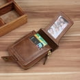 thumbnail image 2 of Microseven Men Men's T4 Trifold Dark Brown Leather Wallet Retro Multifunctional Zipper Buckle, 2 of 6