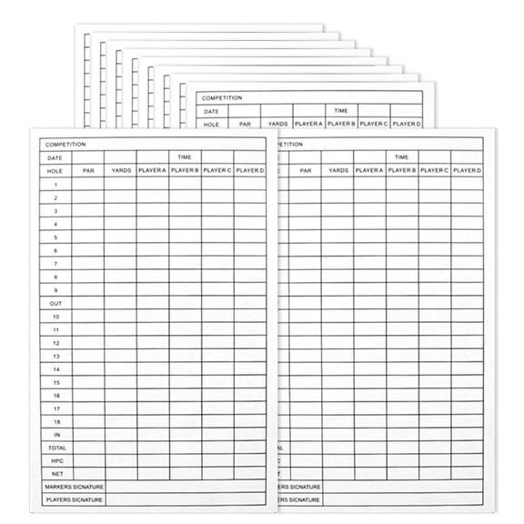 5/10pcs Coated Paper Score Cards Golf Scorecard Portable Golf Score Sheet
