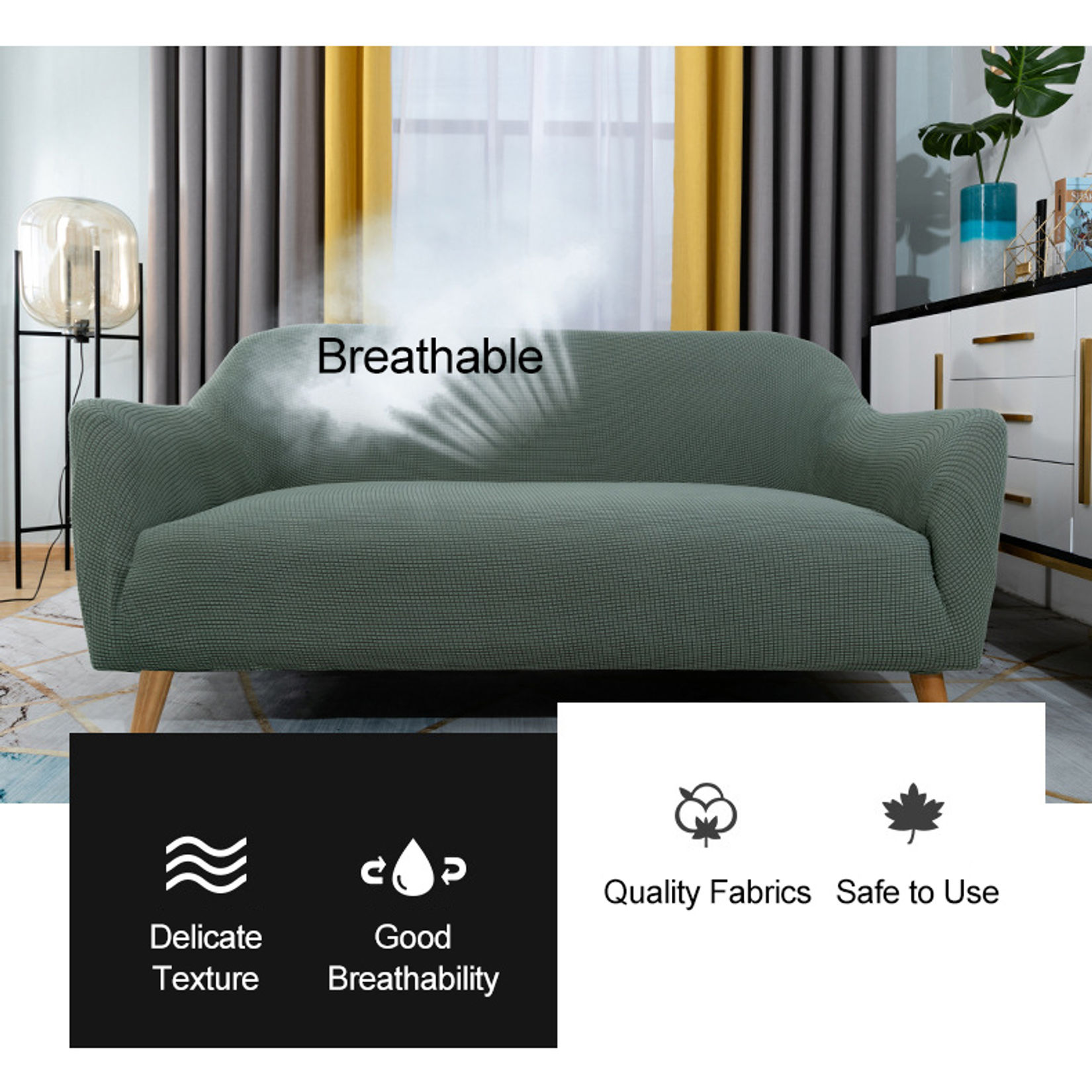 Walmart-Plaid Solid Color Sofa Cover Super Stretch Sofa Cover Furniture Protection Cover-Camel-2 Cushion 145-185cm