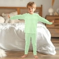 thumbnail image 6 of joogoo Solid Light Green 2 Piece Long Sleeve Tee and Pants Cotton Pajama Set 8Y, 6 of 7
