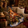 thumbnail image 3 of Sleeping Fox Family Winter Scene Festive Evergreen Wreath, Festive Woodland Scene, Warm Flannel Blanket for Cabin and Lodge, Wildlife Lovers Housewarming Gift, Rustic Home Decor, 3 of 9