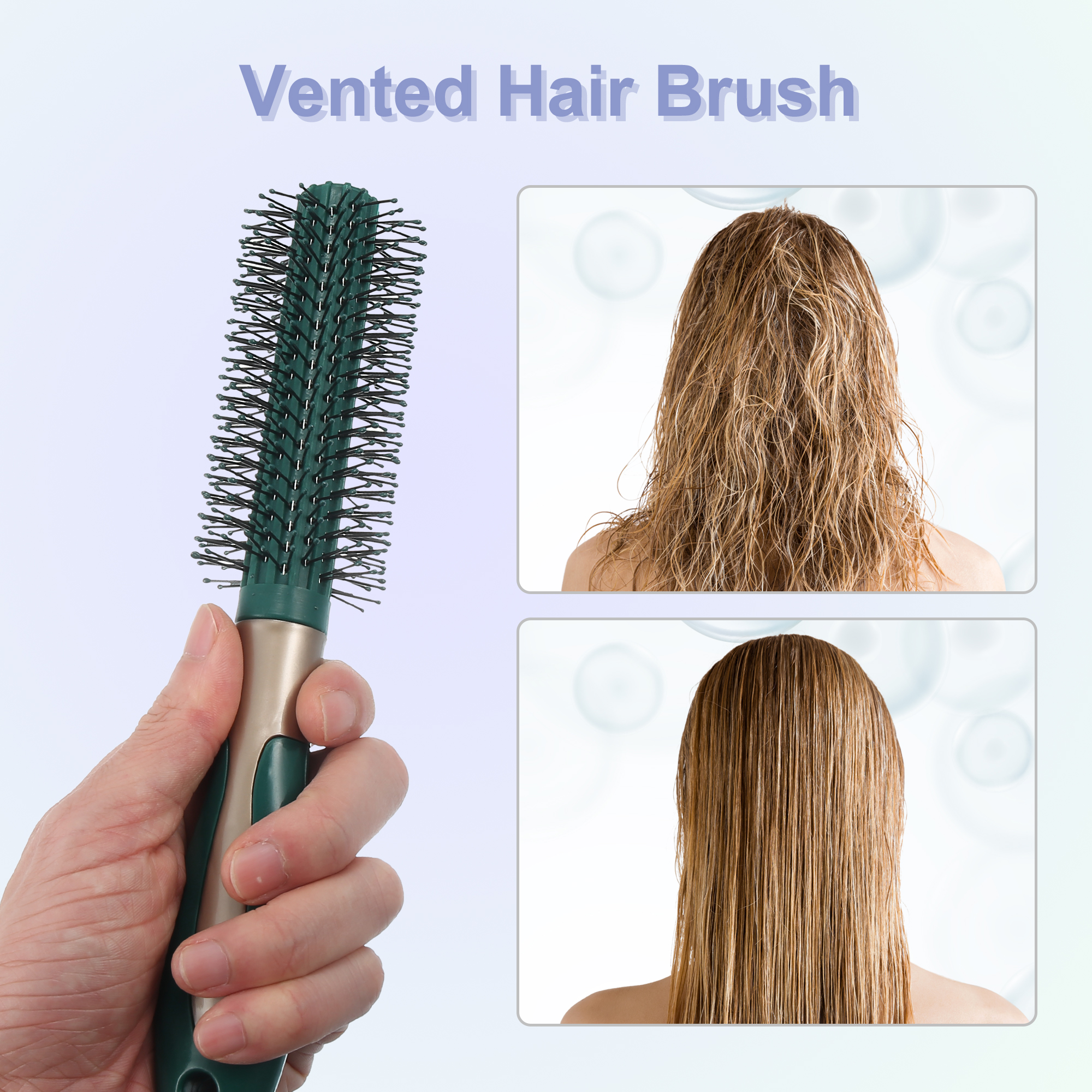 Unique Bargains Wet Hair Brush Detangling Brush Round Hair Comb for Women Green 1 Pc