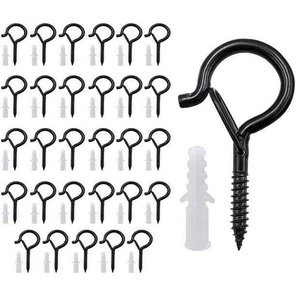 32 Piezas Ganchos de Tornillo, Ganchos de Tornillo para Exteriores, Ganchos de Techo, Ganchos para Luces Navideñas, para Colgar Plantas en Macetas, Decoraciones Navideñas, Linternas, Guirnaldas, Negro
