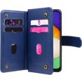 thumbnail image 4 of Compatible with Samsung Galaxy A13 4G Wallet Case and Tempered Glass Screen Protector Flip Cover Credit Card Holder Cell Accessories Folio Purse Phone Cases for Gaxaly A13 Galaxies 13A Women Men Blue, 4 of 14