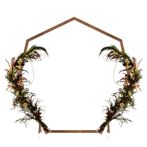 7.2FT Heptagonal Wooden Wedding Arch - Rustic Elegant Arbor Backdrop for Indoor/Outdoor Ceremonies, Garden Parties, Boho & Farmhouse Themes, DIY Decoration with Premium Solid Wood