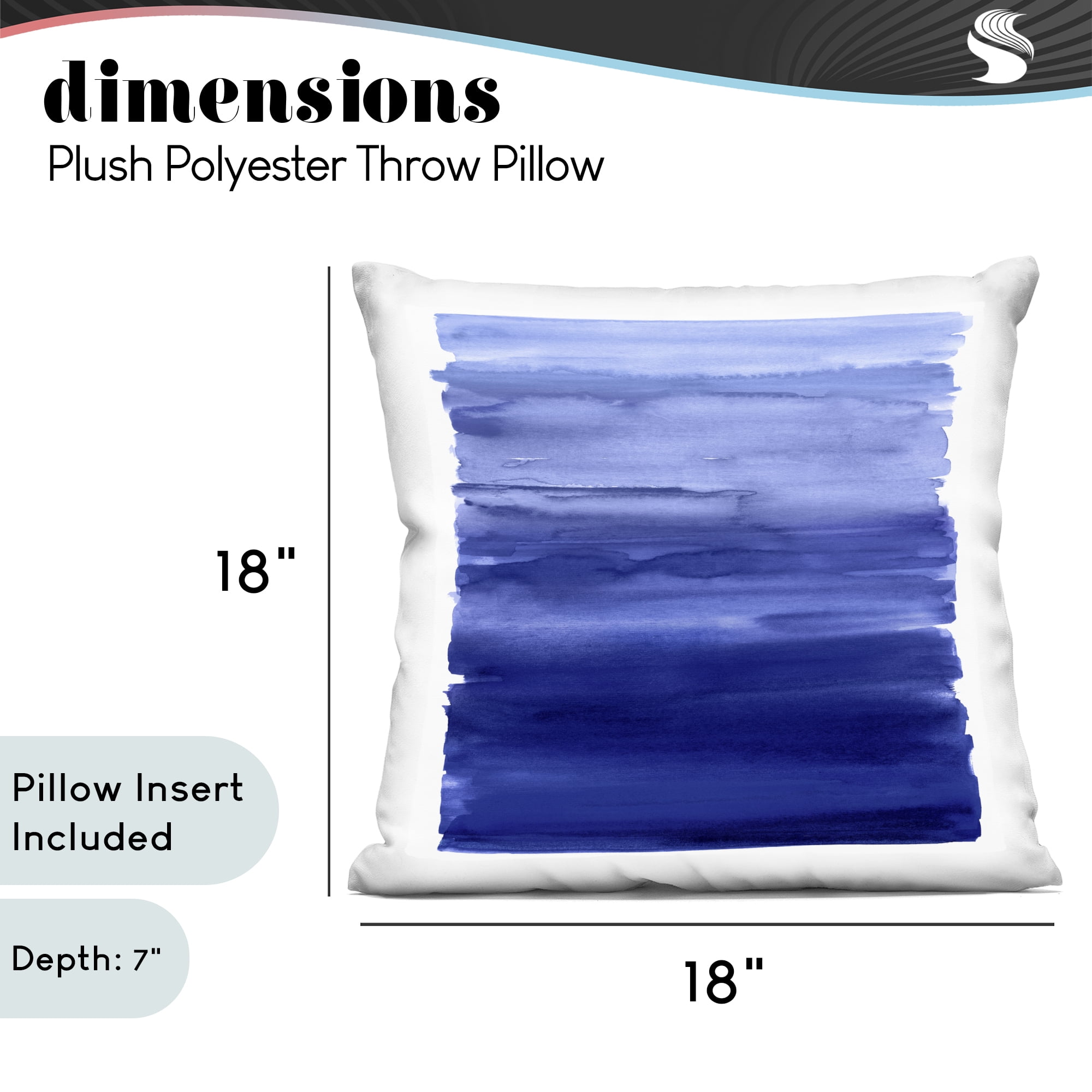 Stupell Industries Indigo Ombre Gradient Decorative Printed Throw Pillow, design by Allie Corbin, 18 x 7 x 18