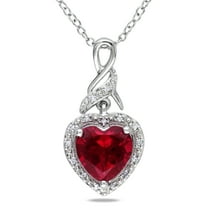 Everly Women's 2.8CT TGW Created Ruby Sterling Silver Heart Necklace