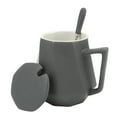 thumbnail image 2 of Ceramic Coffee Mugs, 450ml Nordic Style Polyhedron Ceramic Tea Cups with Lid for Office, 2 of 8