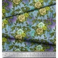 thumbnail image 3 of Soimoi Viscose Chiffon Fabric Leaves & Grandiflora Roses Floral Print Fabric by the Yard 42 Inch Wide, 3 of 3