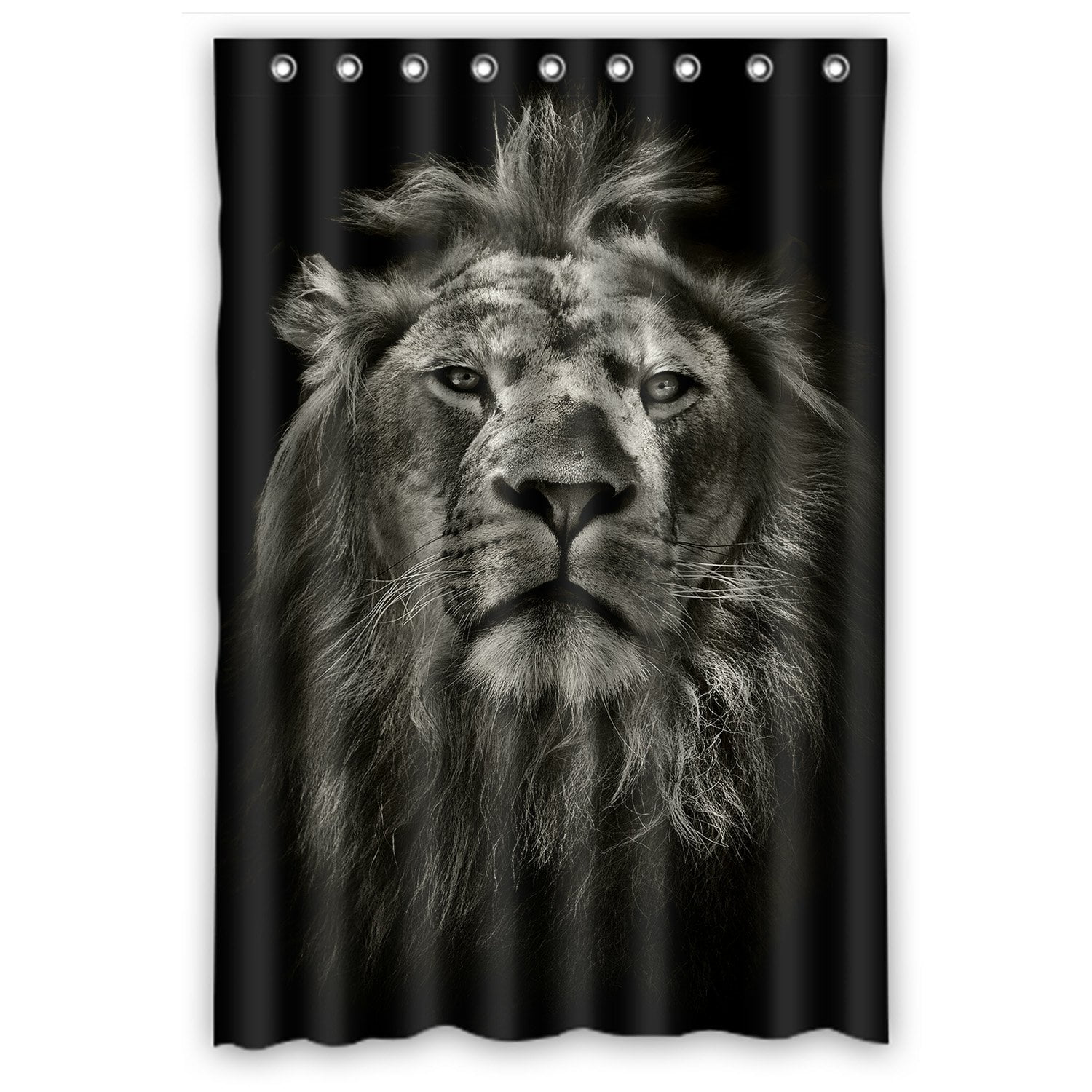 PHFZK Wildlife Shower Curtain, Black and White watercolor Lion
