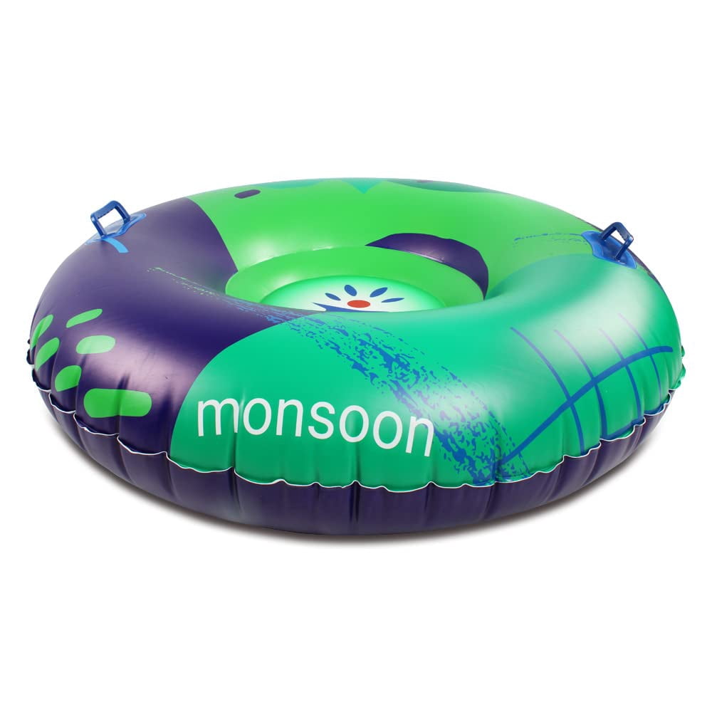 monsoon [Glider] Luxury Snow Tube for Sledding Heavy Duty Sleds with Handles for Adults - Green