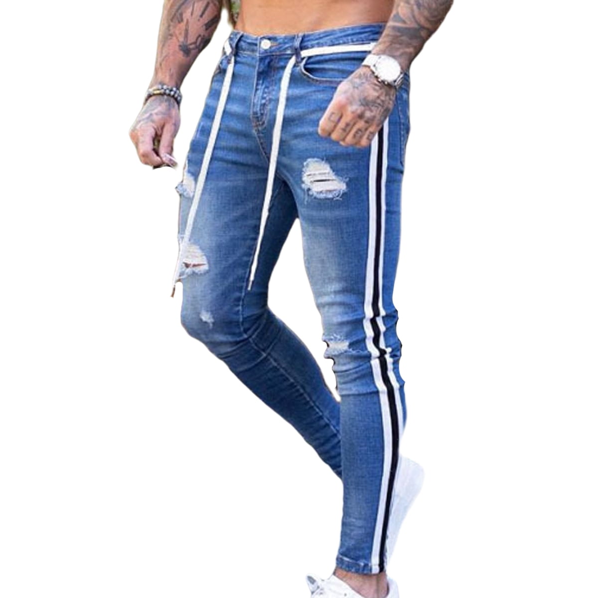 Men Skinny Ripped Jeans, Destroyed