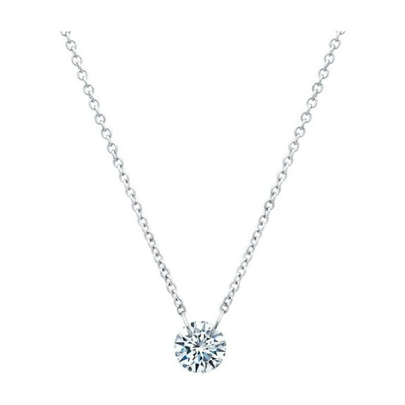Lafonn Lassaire In Motion Sterling Silver Platinum Plated Lassire Simulated Diamond Necklace (0.5 CTTW)