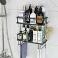 thumbnail image 5 of Bathroom Organizers Storage, Bathroom Shelves with 2 Hooks, Wall Mounted Toilet Shelf Rack, Behind and Above The Toilet Organizer, Gifts for Women, 5 of 8