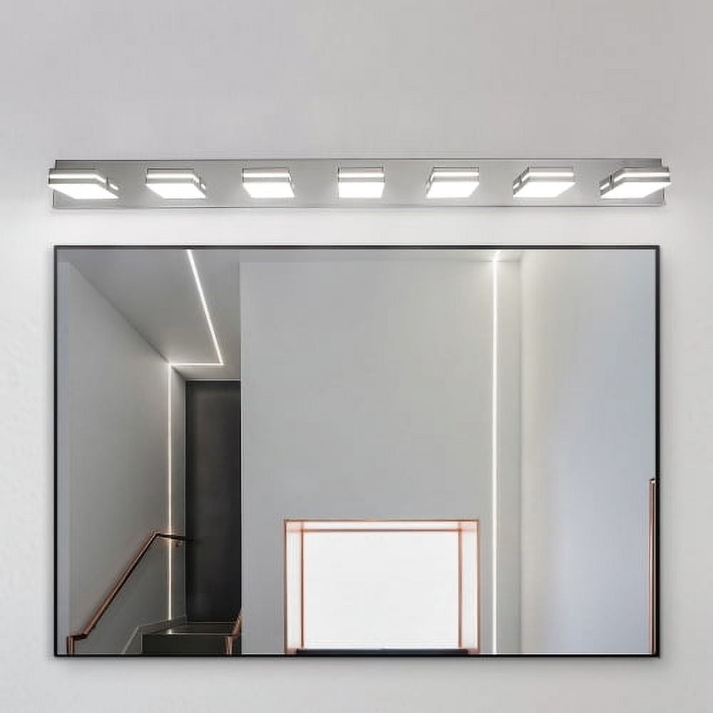Hi-LIGHTS,7-Lights Modern Chrome LED Vanity Light,Wall Sconce,Sleek Minimalist Design,Energy-Efficient for Bathroom,Dressing room,Living Room,Bedroom(Chrome)
