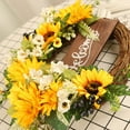 thumbnail image 4 of 16 Inch Spring Artificial Sunflower Wreath for Front Door,Yellow Decorative Summer Floral Door Wreath with Daisy,Green Leaves and Linen Ribbon for Wall or Home Decoration, 4 of 7