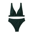 thumbnail image 3 of Fesfesfes Women's Bikini Set Solid Color Tummy Control Swimsuit Two Piece Filled Bra Swimwear Beachwear, 3 of 6