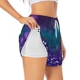 thumbnail image 1 of Balery Purple and Green Glitter Pantalones cortos deportivos para mujer con forro y dos bolsillos, elásticos, para entrenamiento, gimnasio, yoga-Medium, 1 of 7