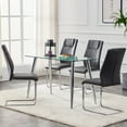 thumbnail image 2 of Modern Dining Chairs with PU Leather Padded Seat Dining Living Room Chairs Upholstered Chair with Metal Legs Design for Kitchen, Living, Bedroom, Dining Room Side Chairs Set of 8 (Grey+PU), 2 of 9