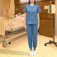 thumbnail image 2 of Conjunto de pantalones para mujer, traje para el trabajo de enfermera, transpirable, lavable a máquina, para el cuidado de la salud, cuidado de Azul, 2 of 4