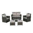 thumbnail image 3 of Segmart Outdoor Patio Furniture Sets with Ottoman, 6 Pieces PE Rattan Wicker Patio Conversation Set with Tempered Glass Coffee Table, Perfect for Garden, Poolside, Backyard, Light Gray, 3 of 5