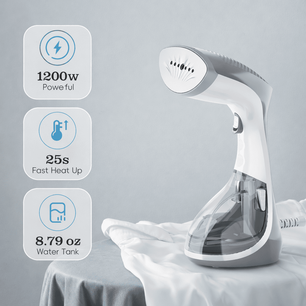 WHALL Handheld Steamer for Clothes, Handheld Garment Steamer with Large 260ml Tank, 25 Second Heat Up, 1200 Watts