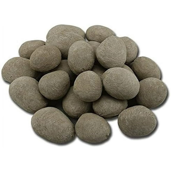 hmleaf 24 Pcs Stone-Like Ceramic Fibre Pebbles for Gas fireplaces, Stove, Gas firepit with White/Black/Grey/Khaki Color (Khaki)