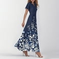 thumbnail image 4 of vigerkar Long Maxi Dresses for Women Boho Floral Dress Short Sleeve V Neck Dresses 2025 Dark Blue, 3XL, 4 of 7
