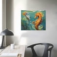 thumbnail image 4 of Acheng Bathroom Wall Decor Seahorse Decor Wall Art, Nautical Coastal Seahorse Pictures Wall Decor for Bedroom Living Room, Cadet Blue Green Framed Beach Ocean Kitchen Wall Art  20x16in, 4 of 6