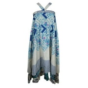 Mogul Indian Silk Sari Wrap Around Skirt Two Layer Reversible Printed Beach Cover Up Cruise Dress Sarong Magic Skirts